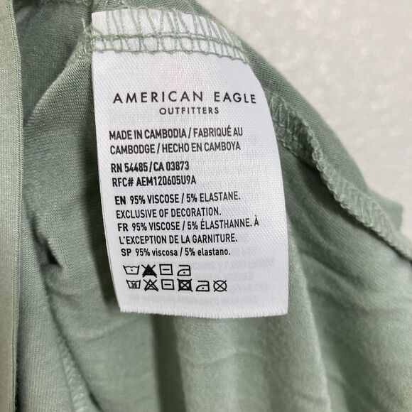 Y2K American Eagle Soft & Sexy Cami Tank Top Medium Green Lace Trim Twist Hem - Picture 6 of 13